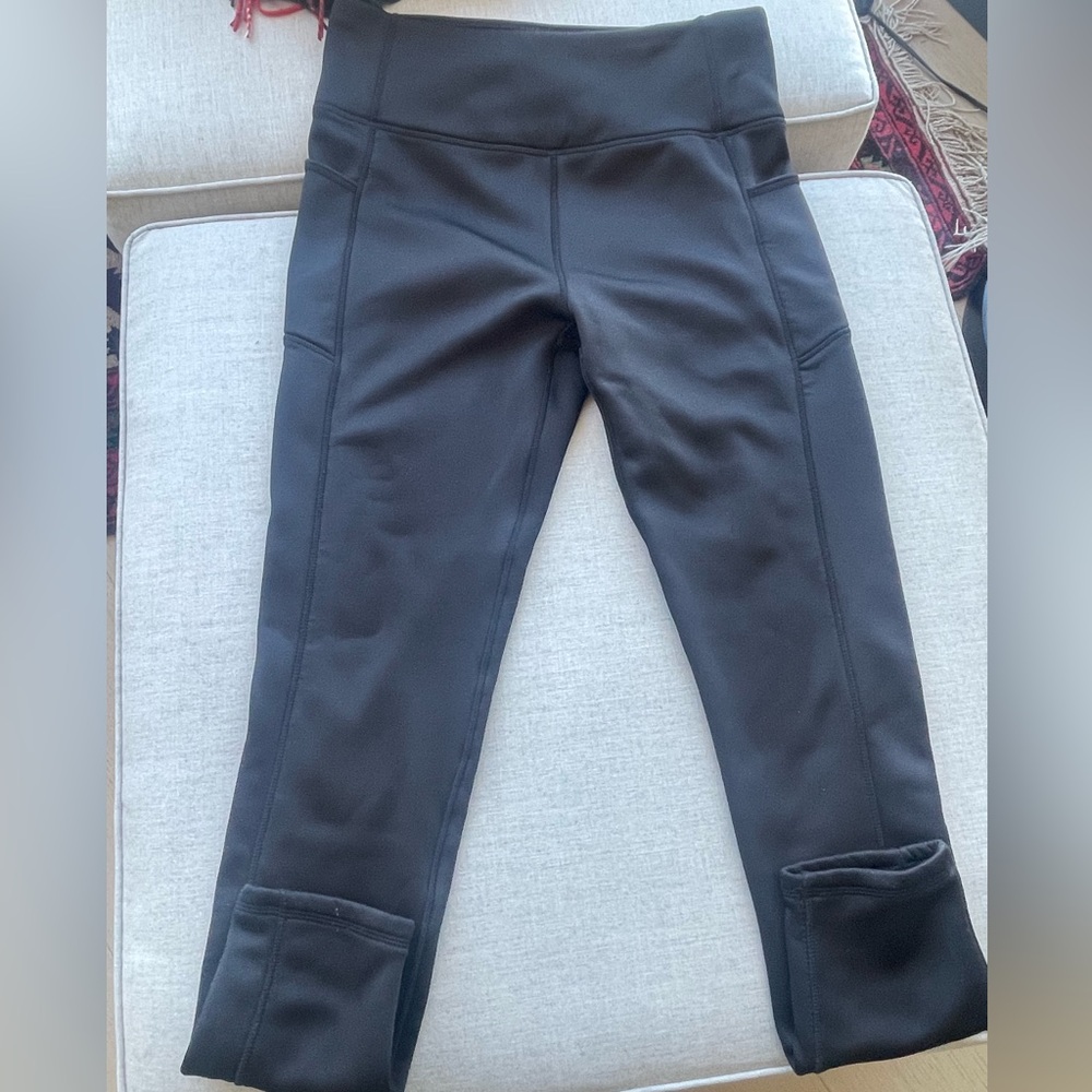 Black Athletic fully fleece insulated warm  Leggings